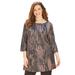 Plus Size Women's AnyWear Tunic by Catherines in Grey Animal Print (Size 1X)