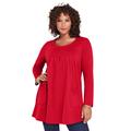 Plus Size Women's Long-Sleeve Two-Pocket Soft Knit Tunic by Roaman's in Vivid Red (Size 3X) Shirt