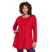 Plus Size Women's Long-Sleeve Two-Pocket Soft Knit Tunic by Roaman's in Vivid Red (Size 3X) Shirt