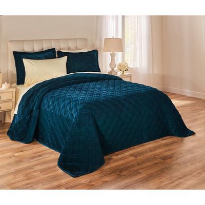 Velvet Diamond Quilted Bedspread by BrylaneHome in Deep Teal (Size QUEEN)