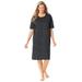 Plus Size Women's Short-Sleeve Sleepshirt by Dreams & Co. in Black Multi Dot (Size 7X/8X)