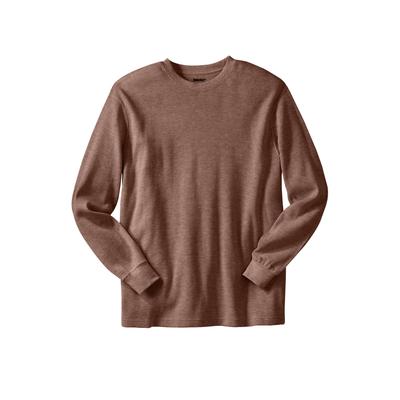 Men's Big & Tall Waffle-knit Thermal Crewneck Tee by KingSize in Heather Brown (Size 8XL) Long Underwear Top