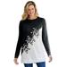 Plus Size Women's Snowflake Jacquard Pullover Sweater by Woman Within in Black Snowflake Embroidery (Size 5X)