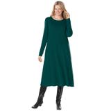 Plus Size Women's Thermal Knit A-Line Dress by Woman Within in Emerald Green (Size 1X)