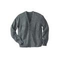 Men's Big & Tall Shaker Knit V-Neck Cardigan Sweater by KingSize in Grey Marl (Size 9XL)