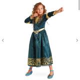 Disney Costumes | Disney Merida Princess Dress Brave Costume Hunter Green Ls Girls 7 8 7/8 | Color: Blue/Green | Size: Osg
