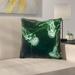 Latitude Run® Roughton Coastal Square Green Jellyfish Throw Pillow Polyester/Polyfill/Leather/Suede in Blue | 14 H x 14 W x 3 D in | Wayfair