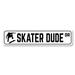 Lizton Sign Shop, Inc Skater Dude Drive Aluminum Sign Metal in Black/Gray/White | 6 H x 24 W x 0.06 D in | Wayfair 10224-A624