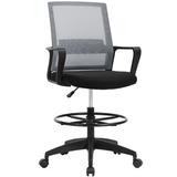 Inbox Zero Drafting Chair Upholstered in Black | 47 H x 22 W x 20 D in | Wayfair 7C7CFFE49C51440A91BF70C7C21D3DBE