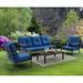 Ivy Bronx Dresden Metal 4 - Person Seating Group w/ Cushions Metal in Black | 31.7 H x 79 W x 33.7 D in | Outdoor Furniture | Wayfair