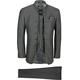 Mens Grey Chinese Grandad Collar 3 Piece Suit Fitted Nehru Jacket Wedding Party [Grey,Chest UK 44 EU 54,Trouser 38"]