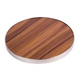 Creative Home Fiber 7"Round Trivet, Serving Board Acacia Wood Finish and Stainless Steel Trim