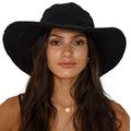 SHU-SHI Womens Floppy Sun Hats Wide Brim Crochet Cotton UV UPF Summer Boho Hat, Black, L/XL