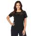 Plus Size Women's Stretch Lace Neckline Top by Jessica London in Black (Size M)