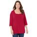 Plus Size Women's Ultra-Soft Square-Neck Tee by Catherines in Classic Red (Size 4X)