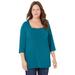 Plus Size Women's Ultra-Soft Square-Neck Tee by Catherines in Deep Teal (Size 5X)