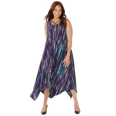 Plus Size Women's AnyWear Reversible Criss-Cross V-Neck Maxi Dress by Catherines in Rain Print (Size 4X)
