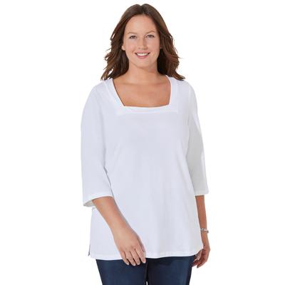 Plus Size Women's Ultra-Soft Square-Neck Tee by Catherines in White (Size 6X)