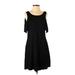 Casual Dress - A-Line: Black Solid Dresses - Women's Size Small