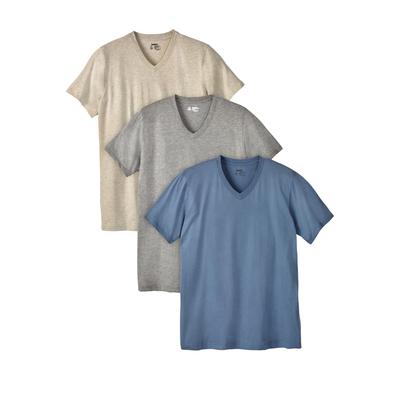 Men's Big & Tall Cotton V-Neck Undershirt 3-Pack by KingSize in Assorted Colors (Size 8XL)