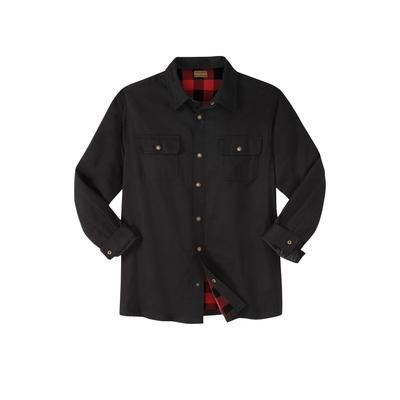 Men's Big & Tall Flannel-Lined Twill Shirt Jacket by Boulder Creek® in Black (Size L)