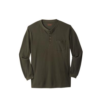 Men’s Big & Tall Thermal Pocket Longer-Length Henley by Boulder Creek in Forest Green (Size 9XL) Long Underwear Top