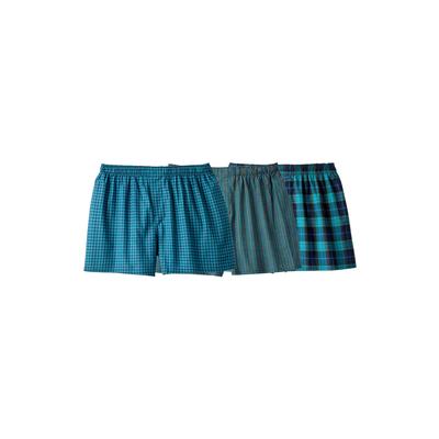 Men's Big & Tall Woven Boxers 3-Pack by KingSize in Navy Teal Pack (Size 4XL)