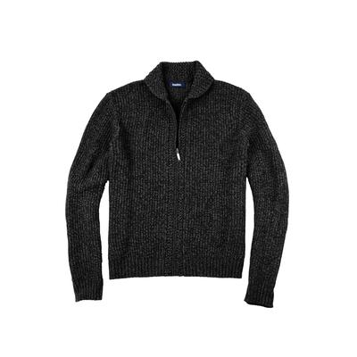 Men's Big & Tall Shaker Knit Zip-Front Cardigan by KingSize in Black Marl (Size 8XL)