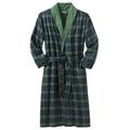 Men's Big & Tall Jersey-Lined Flannel Robe by KingSize in Balsam Plaid (Size M/L)