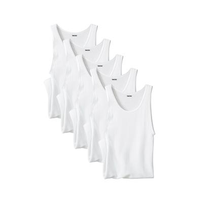 Men's Big & Tall Ribbed Cotton Tank Undershirt 5-pack by KingSize in White (Size 4XL)