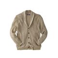 Men's Big & Tall Shaker Knit Shawl-Collar Cardigan Sweater by KingSize in Khaki Marl (Size 8XL)