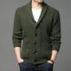 CWENROU Winter Men'S Sweater - Fall/Winter Men'S Knit Cardigan Sweater Retro V-Neck Warm Cashmere Sweater Fashion Thick Twill Knit Jacket Green Stretch Casual Business Jacket Soft Slim Fit,Green,Xl