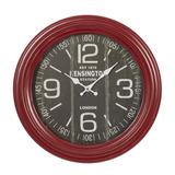 Round Red Wood Kensington Station Wall Clock by Quinn Living in Red