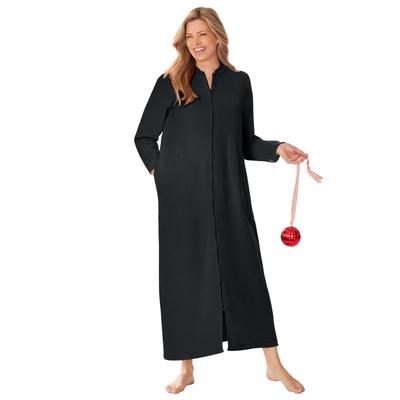 Plus Size Women's The Microfleece Robe by Dreams & Co. in Black (Size 38/40)