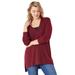 Plus Size Women's Hi-Lo V-Neck Pullover by ellos in Deep Burgundy (Size 10/12)