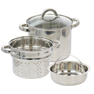 Oster Sangerfield 4 Piece 5 Quart Stainless Steel Pasta Pot with Lid