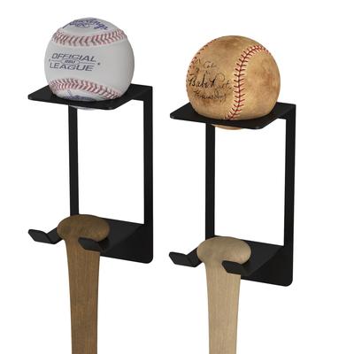 Steel Baseball Display Case, Bat and Ball Holder for Man Cave Wall Decor (Set of 2)