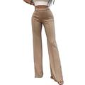 FANCYINN Women's Ease Into Comfort Straight Leg Pant Stretch Work Casual Business Trousers Fit Barely Boot Leg Stretch Trousers with Tummy Control Khaki M