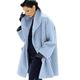 YYT Warm and Fashionable Multicolor Shawl high Collar Coat Women's Fall/Winter Woolen Coat-Blue_S