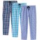 JINSHI Mens Cotton Pyjamas Lounge Pants Bottoms Check Woven PJ Pajama Bottoms Sleepwear Loungewear Trousers Size L