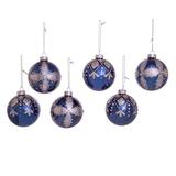 Kurt Adler Glass 6 Piece Ball Ornament Set Glass in Blue/Gray | 3.15 H x 3.15 W x 3.15 D in | Wayfair GG0982