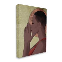 Stupell Industries African American Woman In Prayer Portrait Geometric Shapes by Marcus Prime - Graphic Art Print on Canvas in Green | Wayfair