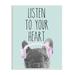 Stupell Industries 57_Listen To Your Heart Phrase Headphones French Bulldog Stretched Canvas Wall Art By Sd Graphics Studio Canvas, in Blue | Wayfair