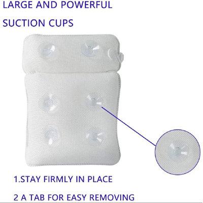 Anti-slip 3D Spa Breathable Bath Pillow Head Neck Rest Relax 4 Suction Cup 