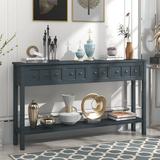 Red Barrel Studio® Retro Console Table For Entryway Hallway Wood in Blue | 34 H x 60 W x 11 D in | Wayfair BFA715D1C3E74C81A965823C5A076005