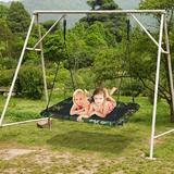 Arlmont & Co. Tibbits Porch Swing Metal in Green | 3 H x 60 W x 32 D in | Wayfair F613A15CA18448349869BBB1DF0C9726