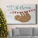 The Holiday Aisle® Merry Slothmas Premium Gallery Wrapped Canvas - Ready To Hang Canvas, in Black/Blue/Green | 27 H x 18 W x 1 D in | Wayfair