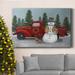 The Holiday Aisle® Winter Truck Roadside Stand Premium Gallery Wrapped Canvas - Ready To Hang Canvas, in Black/Blue/Green | Wayfair