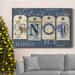 The Holiday Aisle® Snow Tags Premium Gallery Wrapped Canvas - Ready To Hang Metal in Blue/Green/Red | 48 H x 32 W x 1 D in | Wayfair