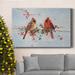 The Twillery Co.® Cardinals In Winter Premium Gallery Wrapped Canvas - Ready To Hang Canvas in Brown/Gray/Orange | 12 H x 18 W x 1.5 D in | Wayfair